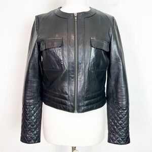 TROUVE BLACK LEATHER CROP FULL ZIP JACKET WOMENS SZ MEDIUM